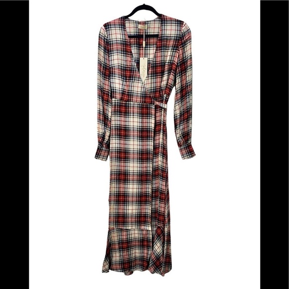 Petersyn Plaid Salal Wrap Dress Tillery XS Extra Small NEW NWT REG $299 - Picture 4 of 5